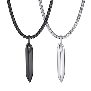 Bullet Pendant Necklace Stainless Steel Geometric Long Cone Minimalist Fashion Jewelry For Men Women