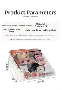 Detailed dimension guide for transparent multi-layer acrylic nail polish storage rack