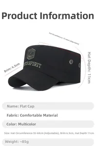 Detailansicht der verstellbaren schwarzen Militär-Mütze mit Sports Spirit Stickerei