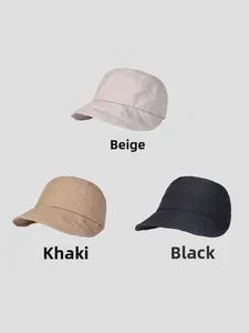 Minimalistische gewaschene Baumwoll-Sonnenhüte in Beige, Khaki und Schwarz zur Auswahl