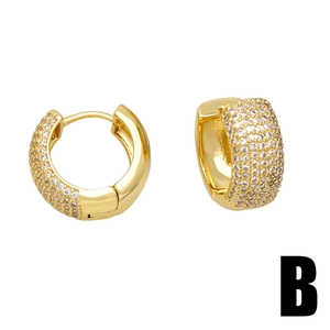 Elegant gold U-shaped huggie earrings with pavé set cubic zirconia for women