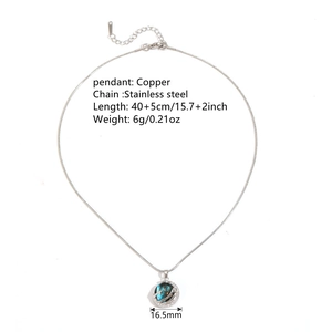 Elegant stainless steel star and moon necklace with blue starry sky pendant for women