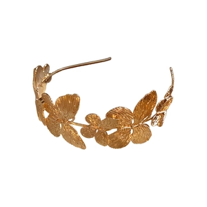 Elegant gold metal butterfly headband with 3D wings for stylish hair decoration