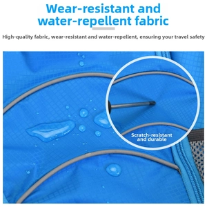Macro shot of blue ripstop fabric showing water resistance and scratch-resistant texture
