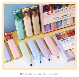 Detail of 6-color set soft tip mild eye-protection highlighters for student drawing
