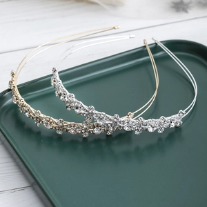 Elegant gold and silver metal headbands with sparkling rhinestone flower embellishments