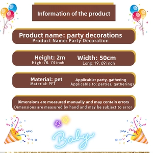 Detailed size specifications for 2M x 50cm wave PET foil curtain party backdrop