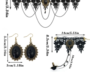 Guide des tailles pour l'ensemble choker en dentelle, boucles d'oreilles et bracelet