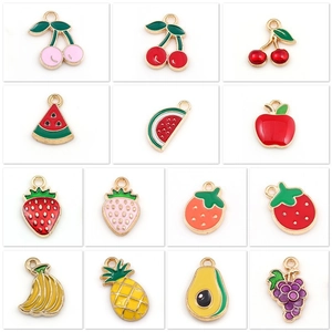 DIY mini fruit pendants including strawberry and pineapple for handmade jewelry making