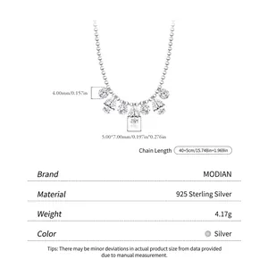 MODIAN 925 sterling silver beaded necklace with teardrop gemstones and 4.17g weight details