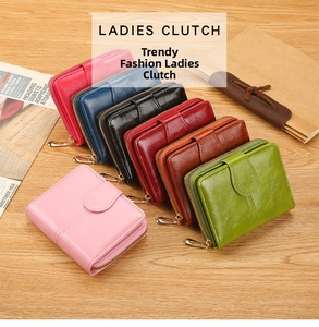 Litchi texture leather wallets for women in seven vibrant colors with zipper closure