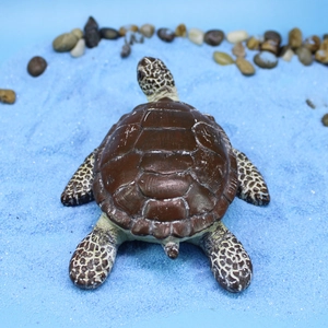 Realistic sea turtle figurine for aquarium decor with detailed brown shell and resin texture
