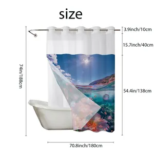 Detailed size chart for waffle weave shower curtain showing 180x188cm dimensions and design