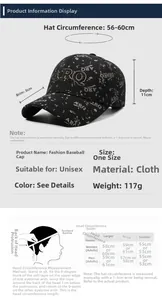 Tableau des tailles pour casquette de baseball avec guide de mesure détaillé