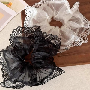 Elegante Organza Kant Grote Scrunchie Feeënstijl Zoete Haarband Gaas Hoofddeksel Voor Dames Zachte Dagelijkse Haaraccessoire