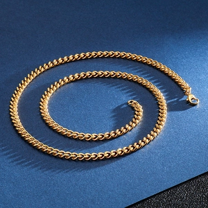 Polished gold curb chain necklace for men made of durable stainless steel with lobster clasp
