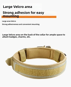 Detailed view of heavy duty nylon tactical dog collar with large area Velcro strap