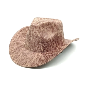 Chapeau De Cowboy Occidental Similicuir Vieilli Large Bord Protection Solaire Rétro Chevalier Jazz Pour Hommes Femmes