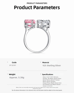 Gros plan sur la bague en argent 925 avec zircon rose taille glace et poinçon S925
