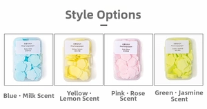 Portable soap sheets in 4 scents: milk, lemon, rose, jasmine in petal shapes