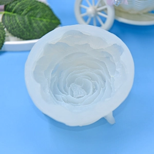 Peony flower silicone mold with detailed petals for DIY baking and candle making