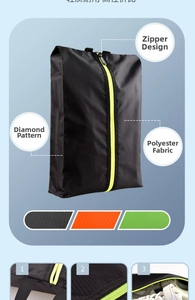 Detail view of polyester shoe storage bags with diamond texture and zipper closure