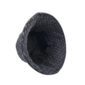 Deep grey quilted bucket hat for kids with thick fabric and stylish flat top design