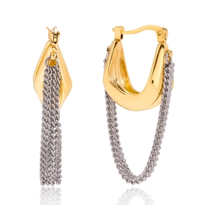 Boucles d'oreilles U en acier inoxydable or 18K avec pendentifs glands chaîne argentée
