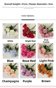 Detail showing 9 color options of artificial rose bouquets with size 41cm height