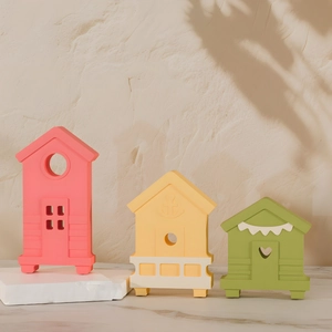 Three-piece set of colorful Mediterranean-style decorative house molds for DIY crafts