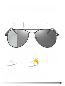 Intelligent photochromic pilot sunglasses lenses changing color based on UV light exposure
