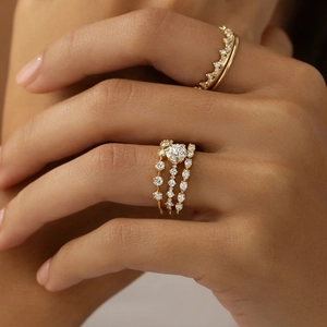 Luxury S925 sterling silver square diamond ring set for women wedding proposal gift
