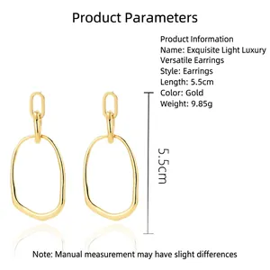 Elegant gold geometric multi-layer circle drop earrings, 5.5cm long and 9.85g lightweight