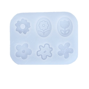 Molde de silicona de 6 cavidades de flores para joyería de resina y jabón artesanal