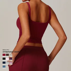 Ensemble haut de yoga bordeaux ajusté et jogging avec détail au dos pour fitness femme