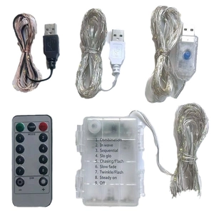 USB LED copper wire string lights set with remote control and battery box for decoration