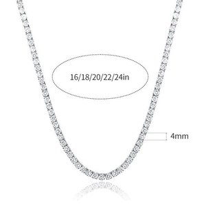 Tennis Necklace Copper With 18K Gold Plated Prong Set Cubic Zirconia Bling Hip Hop Jewelry For Men Women