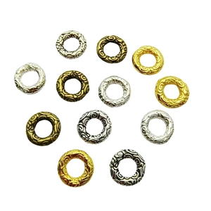 Hammered silver and gold alloy rings for DIY handmade jewelry and beaded crafts