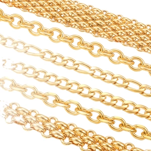 Variety of 18K gold plated stainless steel jewelry chains for DIY necklaces and bracelets