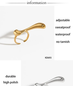 Detailed close-up of waterproof gold and silver liquid style adjustable rings