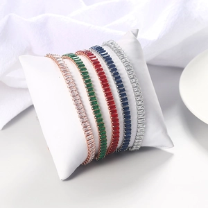 Bracelets de tennis réglables de luxe avec zircons colorés en cinq finitions de placage