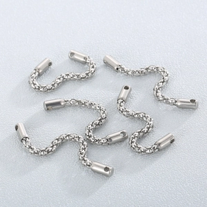 Silver stainless steel corn chain connector set for handmade jewelry and bag accessories