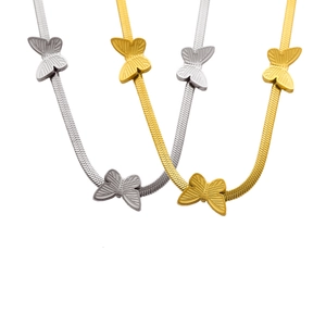 Minimalist 18k gold and silver plated stainless steel butterfly choker necklaces