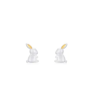 Orecchini a lobo a forma di coniglio in argento sterling S925 con finitura opaca