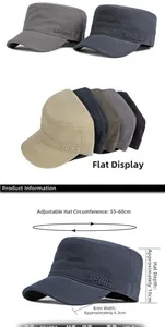 Dimensions détaillées de la casquette militaire avec broderie Spirit et tour de tête 55-60cm