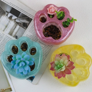 Moldes de silicona para macetas de resina con forma de pata de gato y purpurina