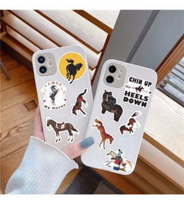 Horse themed protective phone case with creative galloping horse graffiti stickers design.