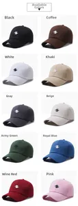 Grid view showing ten different color options for embroidered cotton baseball caps