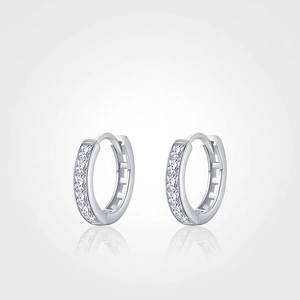 MODIAN S925 Sterling Silver U-Shaped Hoop Earrings For Women Shiny Channel Set Square Zirconia Geometric Huggie Earrings Jewelry