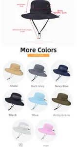 Dimensioni dettagliate del cappello parasole impermeabile con rete e cinturino regolabile